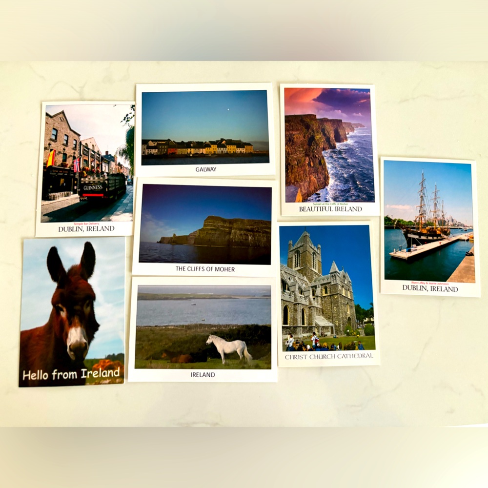 ireland postcards (set of 8) purchased in Ireland (image Details On Each Card)